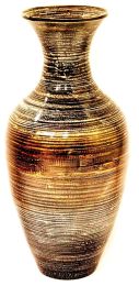 25" High Black And Gold Spun Bamboo Floor Vase