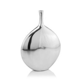 3' X 9' X 12' Silver Aluminum Meduim Long Neck Disc Vase