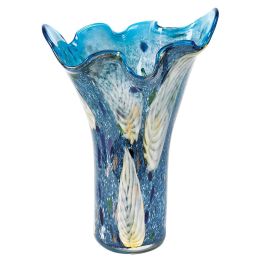 17 MultiColor Glass Art Blue Napkin Vase