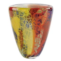 8 MultiColor Art Glass Oval Vase