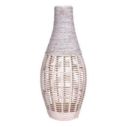 White Bamboo and Rope Floor Vase