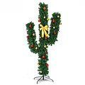 6 Feet Artificial Cactus Christmas Tree with LED Lights - Color: Green - Size: 6 ft