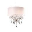 Glam Silver Crystals and White Shade Chandelier
